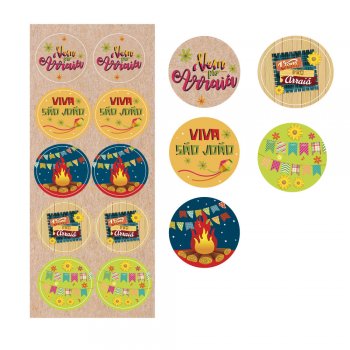 ADESIVO DECOR COLECOES VEM PRO ARRAIA 10 PEÇAS .