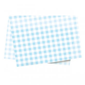 PAPEL DE SEDA DECORADO XADREZ 50cm x 70cm Pacote 50 Folhas AZUL CLARO