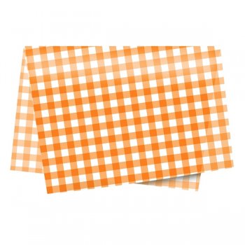 PAPEL DE SEDA DECORADO XADREZ 50cm x 70cm Pacote 50 Folhas LARANJA
