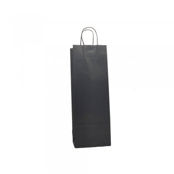 SACOLA KRAFT VINHO . 13,5 X 8 X 39CM 10 PEÇAS PRETO
