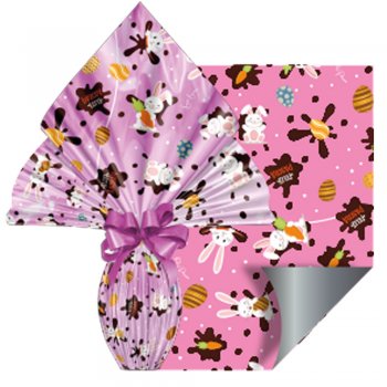 POLI METALIZADO DECORADO CHOCOLATIER 70cm x 90cm Pacote 25 Folhas ROSA