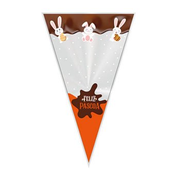 CONE FESTA DECORADO CHOCOLATIER 18cm x 30cm Pacote 50 Peças .