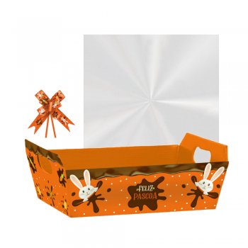 AUTOSSERVIÇO KIT CESTA PAPER CHOCOLATIER Pequena (21,5cm x 8cm x 15cm) Conjunto 3 Peças .