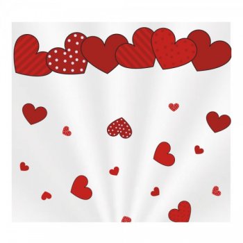 SACO TRANSPARENTE CESTA CUORE 35cm x 59cm Pacote 50 Peças VERMELHO