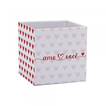 CACHEPOT PAPER HOT STAMPING QUADRADO CD AMO VOCÊ Pote 15 (15cm x 15cm x 15cm) Pacote 10 Peças .