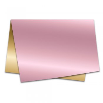 POLI METALIZADO 40mc DUPLA FACE LISO 49cm x 69cm Pacote 40 Folhas ROSA QUARTZ / OURO