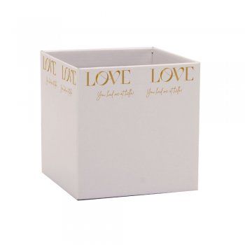 CACHEPOT PAPER HOT STAMPING QUADRADO NEW LOVE Pote 15 (15cm x 15cm x 15cm) Pacote 10 Peças MARFIM