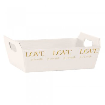CESTA PAPER HOT STAMPING . NEW LOVE Pequena (21,5cm x 8cm x 15cm) Pacote 4 Peças MARFIM