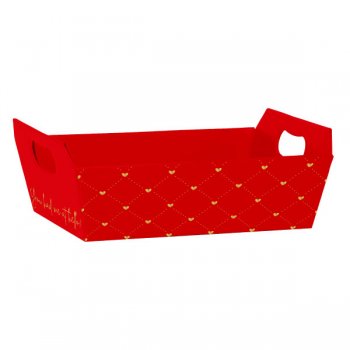 CESTA PAPER HOT STAMPING . NEW LOVE Grande (28,5cm x 20cm x 9cm) Pacote 4 Peças VERMELHO