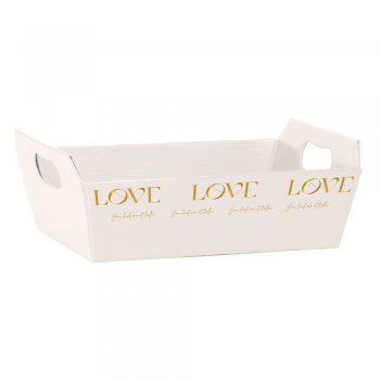 CESTA PAPER HOT STAMPING . NEW LOVE Grande (28,5cm x 20cm x 9cm) Pacote 4 Peças MARFIM