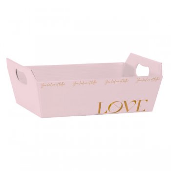 CESTA PAPER HOT STAMPING . NEW LOVE Grande (28,5cm x 20cm x 9cm) Pacote 4 Peças ROSA QUARTZ