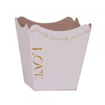 CACHEPOT PAPER HOT STAMPING . NEW LOVE Pote 15 (16cm x 17cm x 11cm) Pacote 10 Peças MARFIM