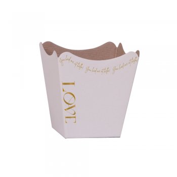 CACHEPOT PAPER HOT STAMPING . NEW LOVE Pote 11 (11cm x 11cm x 9cm) Pacote 10 Peças MARFIM