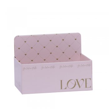 CACHEPOT PAPER HOT STAMPING RETANGULAR ALTO NEW LOVE 24cm x 15cm x 10cm x 17cm Pacote 5 Peças ROSA QUARTZ