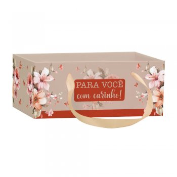 CACHEPOT PAPER RETANGULAR COM ALÇA HELENA 24cm x 15cm x 10cm Pacote 5 Peças .