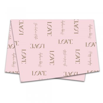 PAPEL DE SEDA DECORADO NEW LOVE 50cm x 70cm Pacote 50 Folhas ROSA QUARTZ