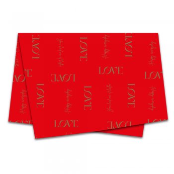 POLI SUJINHO DECORADO NEW LOVE 49cm x 69cm Pacote 50 Folhas VERMELHO