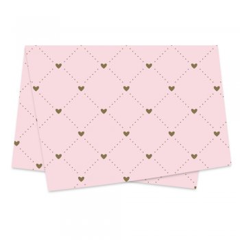 POLI SUJINHO DECORADO HEART 49cm x 69cm Pacote 50 Folhas ROSA QUARTZ
