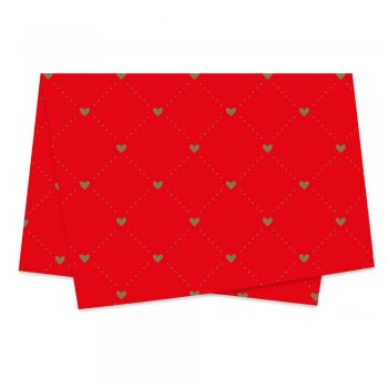POLI SUJINHO DECORADO HEART 49cm x 69cm Pacote 50 Folhas VERMELHO