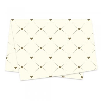 POLI SUJINHO DECORADO HEART 49cm x 69cm Pacote 50 Folhas MARFIM