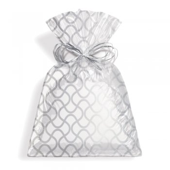 SACO METALIZADO PRESENTE WAVE 25cm x 35cm Pacote 50 Peças BRANCO / PRATA