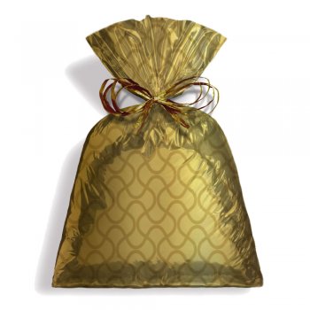 SACO METALIZADO PRESENTE WAVE 20cm x 29cm Pacote 50 Peças OURO