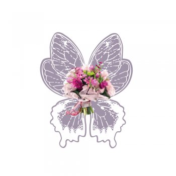 BOUQUET BORBOLETA . KIT COM 8 PEÇAS MALVA/AMETISTA/BRANCO