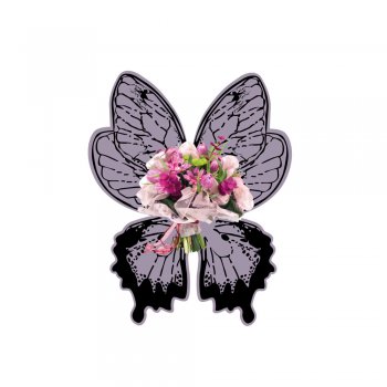 BOUQUET BORBOLETA . KIT COM 8 PEÇAS MALVA/AMETISTA/PRETO