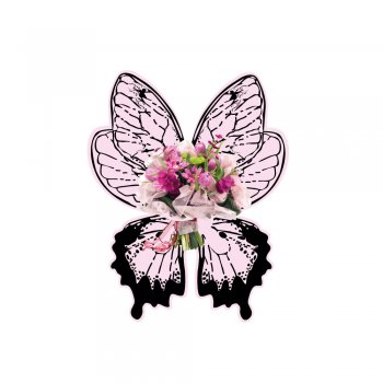 BOUQUET BORBOLETA . KIT COM 8 PEÇAS ROSA QUARTZ/VERDE/PRETO