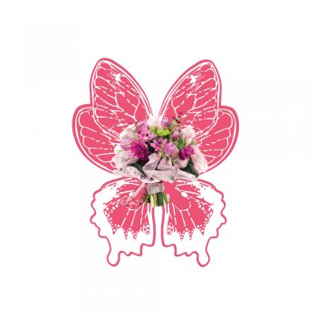 BOUQUET BORBOLETA . KIT COM 8 PEÇAS GERBERA/LIGHT CORAL/BRANCO
