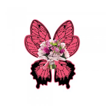 BOUQUET BORBOLETA . KIT COM 8 PEÇAS MALVA/AMETISTA/BRANCO