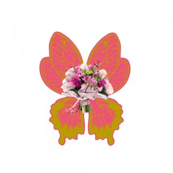 BOUQUET BORBOLETA . KIT COM 8 PEÇAS GERBERA/LIGHT CORAL/OURO