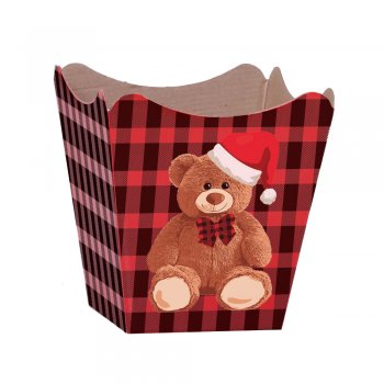CACHEPOT PAPER . URSO TEDDY NOEL Pote 15 (16cm x 17cm x 11cm) Pacote 10 Peças .