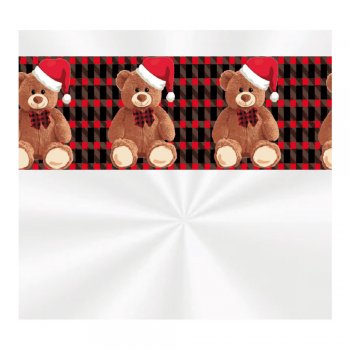 SACO TRANSPARENTE DECORADO URSO TEDDY NOEL 60cm x 89cm Pacote 25 Peças .