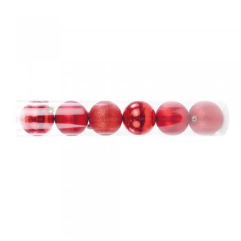 BOLA TUBO BRILH/FOSCO/GLITTER . 7cm (BOLS TUBS) JG C/6 PC 1026474 VERMELHA