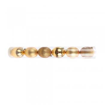BOLA TUBO BRILH/FOSCO/GLITTER . 8cm (BOLS TUBS) JG C/6 PC 1026451 OURO