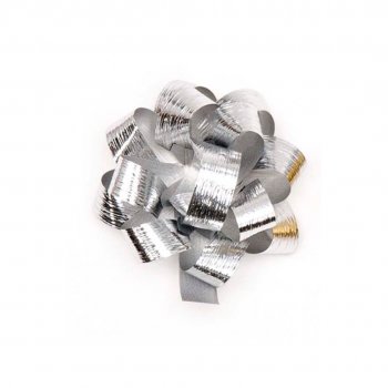 LAÇO PRONTO BOLA FECHAMENTO METALIZADO . 19mm x Ø11cm Pacote 3 Peças PRATA