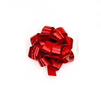 LAÇO PRONTO BOLA FECHAMENTO METALIZADO . 19mm x Ø11cm Pacote 3 Peças VERMELHO