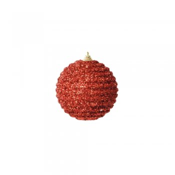 BOLA COM GLITTER . 8cm () JG C/6 PC 1030107 VERMELHA