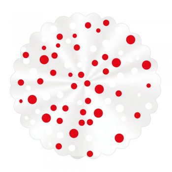 FUNDO PARA DOCE DECORADO POÁ Ø 11cm Pacote 100 Folhas VERMELHO / BRANCO
