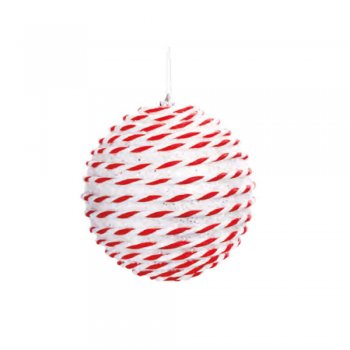 BOLA COM CORDA . 10cm (BOLS) JG C/4 PC 1002262 BRANCO / VERMELHO