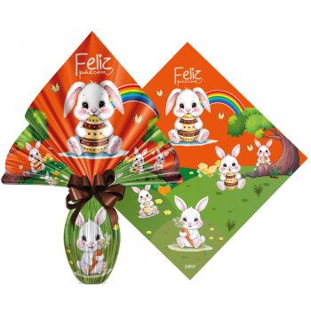 POLI PEROLIZADO PRATIC BOSQUE DO COELHO 24cm x 24cm Pacote 25 Peças LARANJA