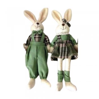 CASAL DE COELHOS . . 24CM CO3186 01 PEÇA VERDE