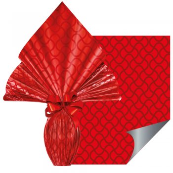 POLI METALIZADO DECORADO WAVE 70cm x 90cm Pacote 25 Folhas VERMELHO