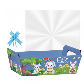 AUTOSSERVIÇO KIT CESTA PAPER BOSQUE DO COELHO Pequena (21,5cm x 8cm x 15cm) Conjunto 3 Peças .