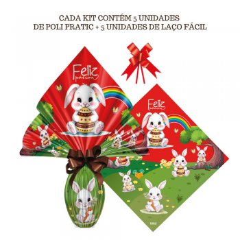 AUTOSSERVIÇO KIT PRATIC BOSQUE DO COELHO 39cm x 39cm Conjunto 5 Peças VERMELHO