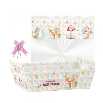 AUTOSSERVIÇO KIT CESTA PAPER PÁSCOA ENCANTADA Pequena (21,5cm x 8cm x 15cm) Conjunto 3 Peças .