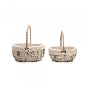 CESTA DECORATIVA COM ALÇA (CESTARIA) JOGO COM 2 PEÇAS 1031674 BRANCO / BEGE