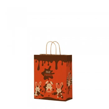 SACOLA KRAFT PÁSCOA CHOCOLATIER 28cmX18cmX9cm 25 PEÇAS .