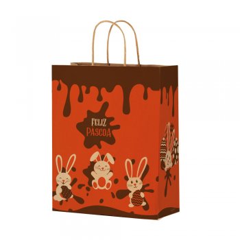 SACOLA KRAFT PÁSCOA CHOCOLATIER 33cmX26cmX17cm 25 PEÇAS .